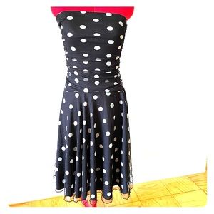 Retro Strapless Polka Dot Flowy Stretch Swing